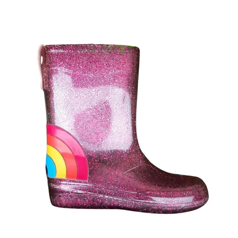 Rainbow Glitter Pink Rain Boot