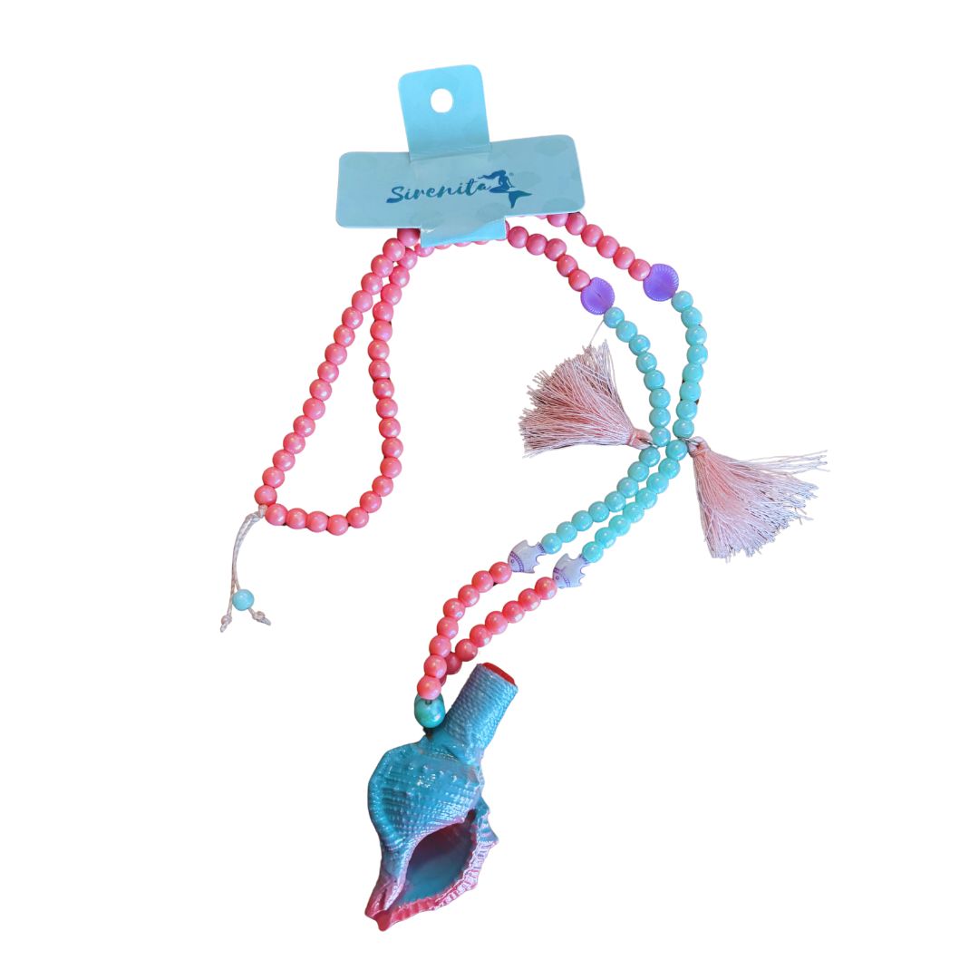 Colar Apito Concha Rosa e Azul