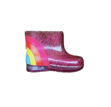 Rainbow Glitter Pink Rain Boot Kids Rain Boot with Pink Glitter