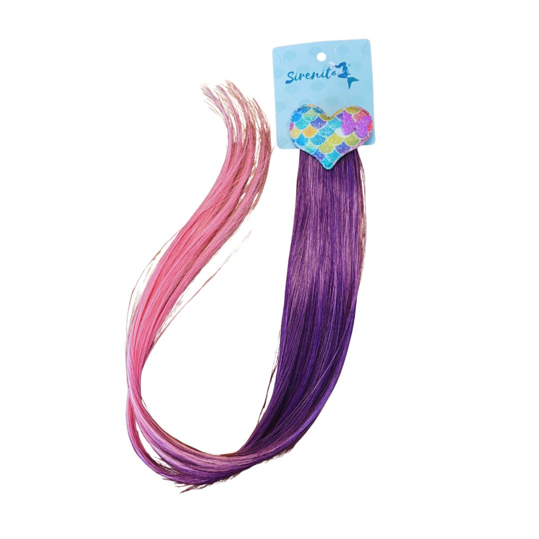 Presilha de Cabelo Degradê Rosa e Roxo Coração