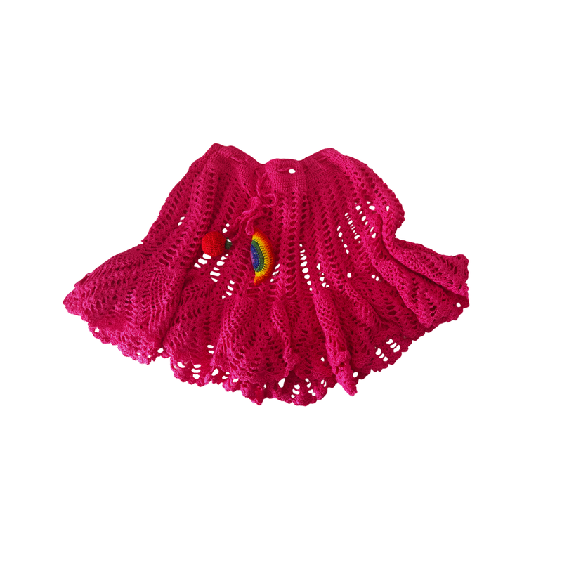 Saia em Crochê Rosa