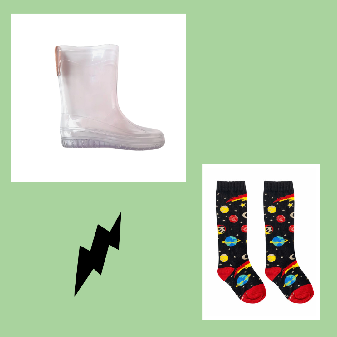 Kit Galocha Transparente + Meia Galáxia