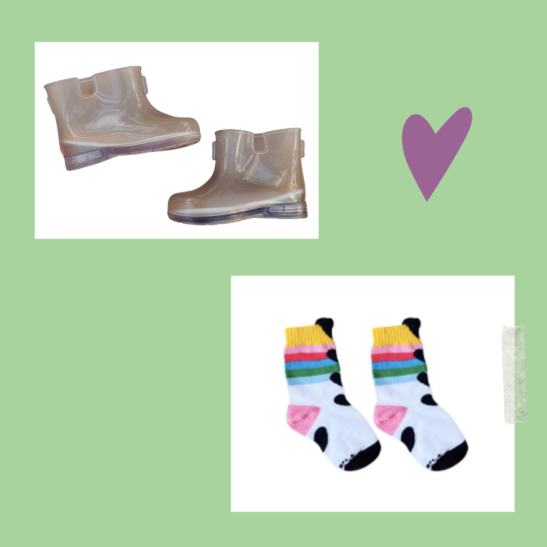 Kit Galochinha Transparente + Meia Soquete La La Love You