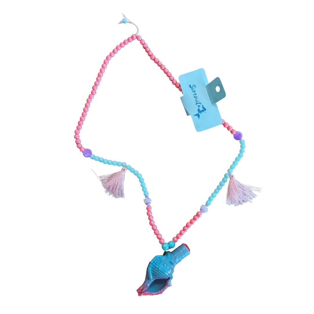 Colar Apito Concha Rosa e Azul