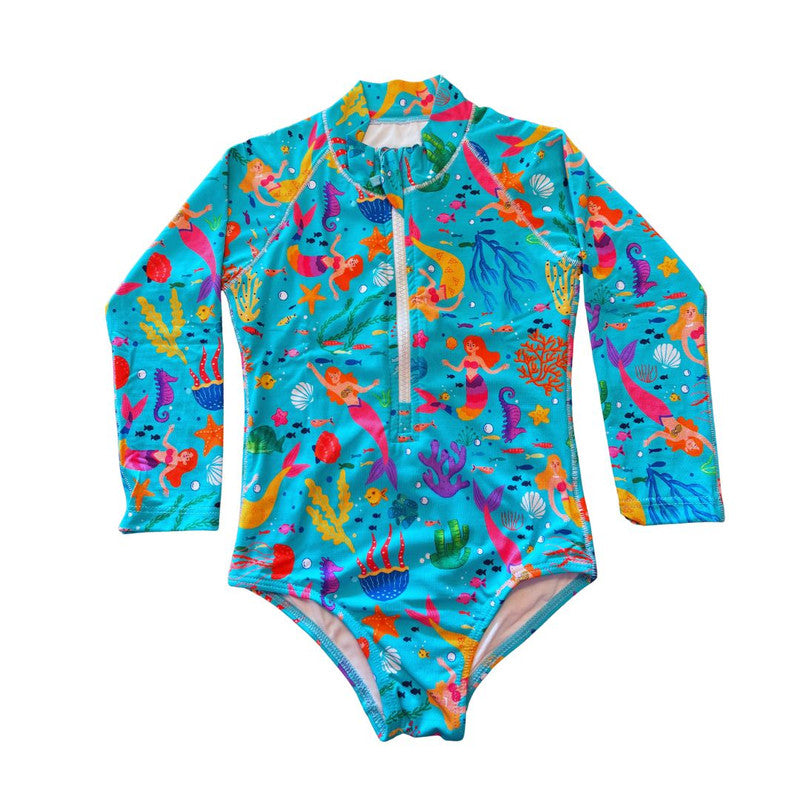 Maiô Manga Longa Sereia Verde