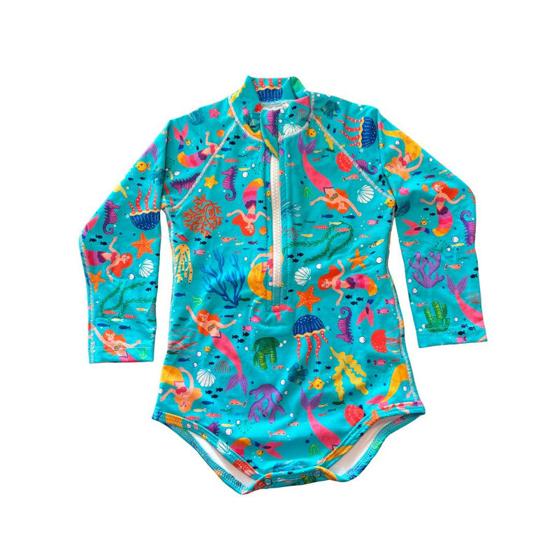 Maiô Manga Longa Sereia Verde